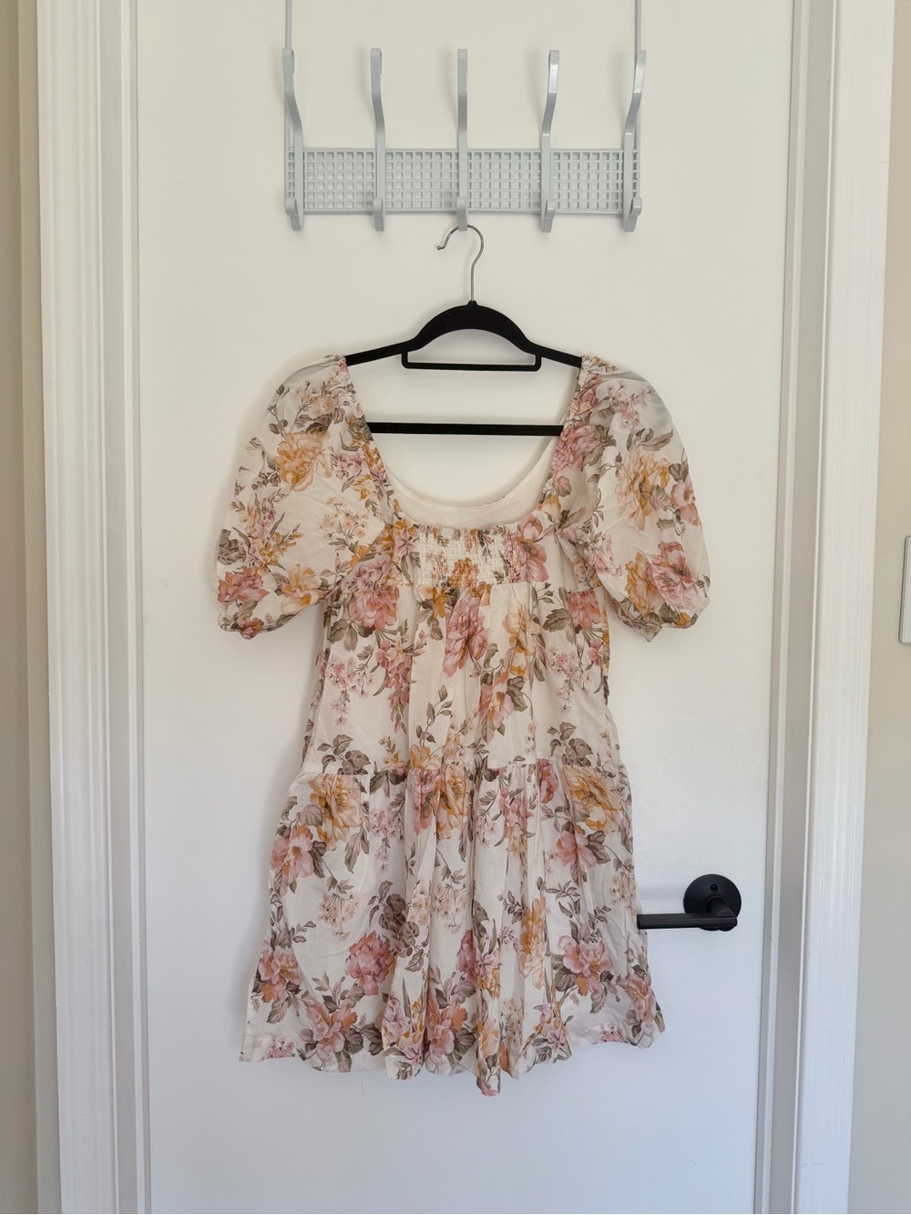 Ever New Floral Mini Dress in Cream with Pink and Mustard Flowers - Picture 2 of 2